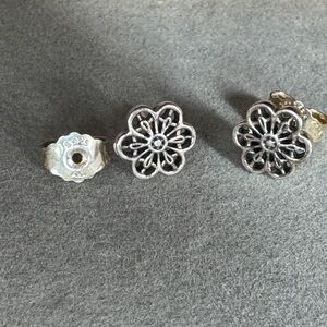 Pandora Floral Daisy Lace Stud Earrings 925 Sterling Silver Retired